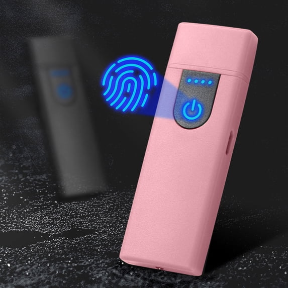 FHBVT USB Rechargeable Plasma Lighter Fingerprint Induction Windproof Flameless Design LED Battery Indicator Portable Lighter For Candle Incense Camping Patio Outdoor Use Men Women Gift Accessory