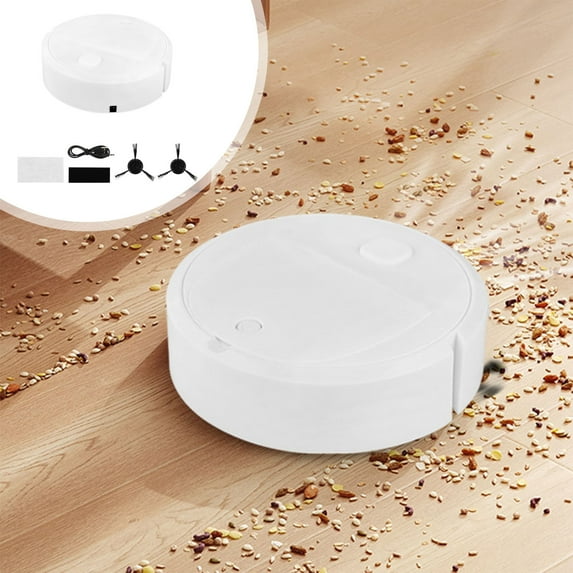 FHBVT USB Smart Sweeping Robot Vacuum Cleaner, 3-in-1 Sweeping Vacuuming Mopping, Efficient Cleaning System with Side Brushes & Microfiber Mop for Home Office Apartments Kitchen and Small Spaces
