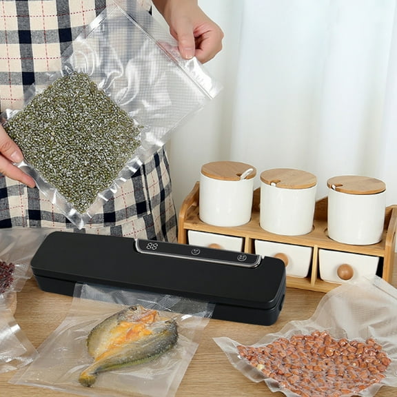 FHBVT Vacuum Sealer, Automatic Food Preservation Sealing Machine, Vacuum Packaging System for Freshness, Snack, Meat, and Produce Storage, Includes Bags for Home and Kitchen Use
