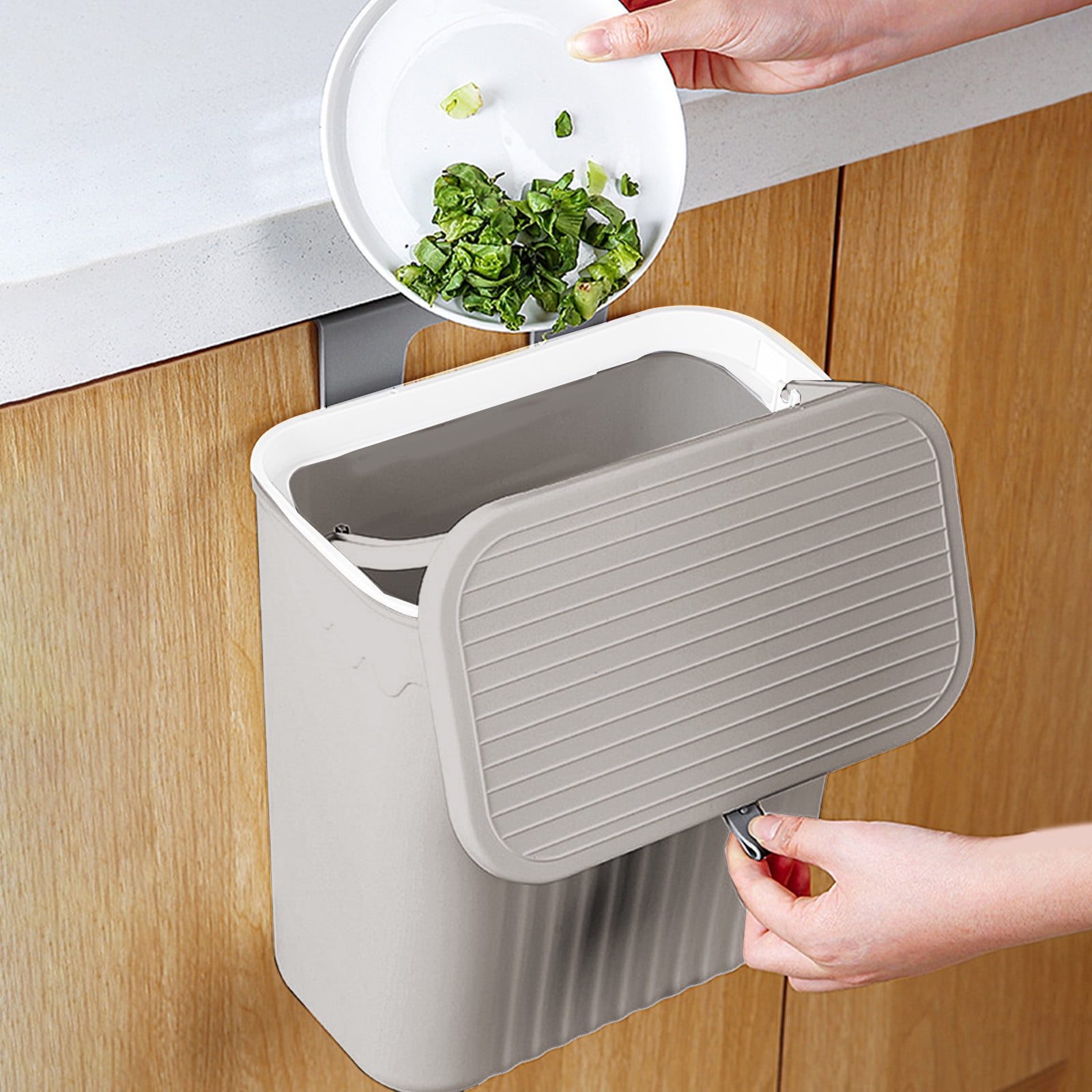 FHBVT Wall-Mounted Kitchen and Bathroom Trash Can, Large Capacity ...