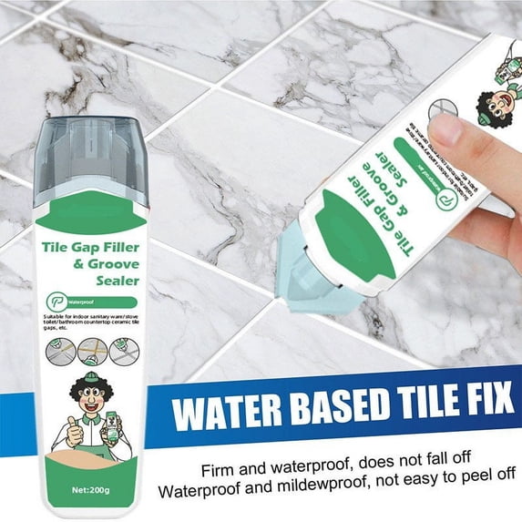 FHBVT White Ceramic Tile Caulking Agent Kitchen Bathroom Mildew-Proof Waterproof Gap Filler High-Quality Acrylic Resin Easy To Apply Seamless Finish Crack-Resistant Floor Wall Tile Repair Glue