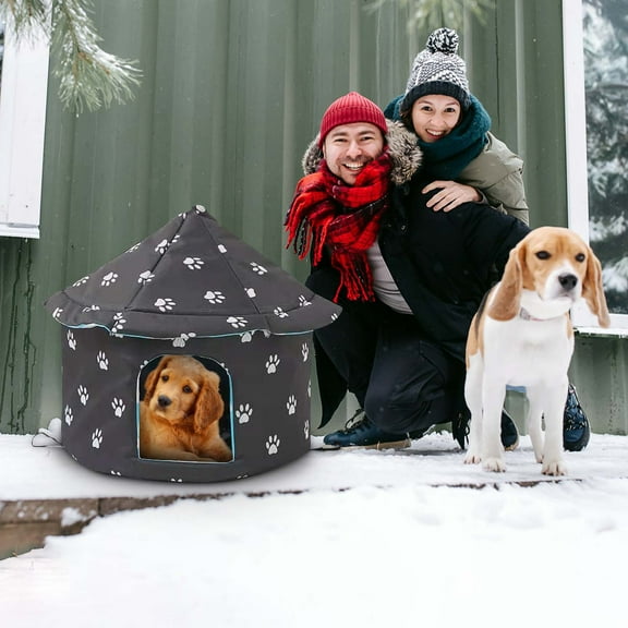 FHBVT Winter Outdoor Foldable Cat House Padded Stray Cat Shelter Weatherproof Warm Enclosed Design For Garage Porch Balcony Indoor Outdoor Pet Refuge Cold Weather Pet House Christmas Gift Pet Lovers