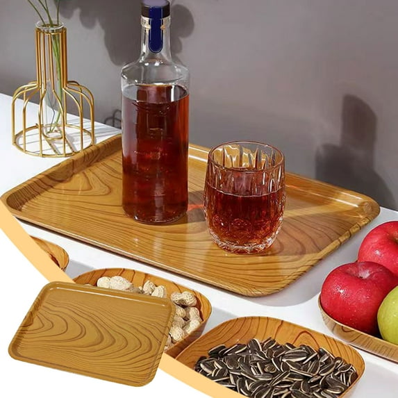 FHBVT Wood Grain Disposable Plates Square,Heavy Duty Cardboard Serving Trays,Waterproof Party Tableware for Birthday Family Dinner Outdoor Picnic Events Celebration Dessert Appetizer Snack Serving