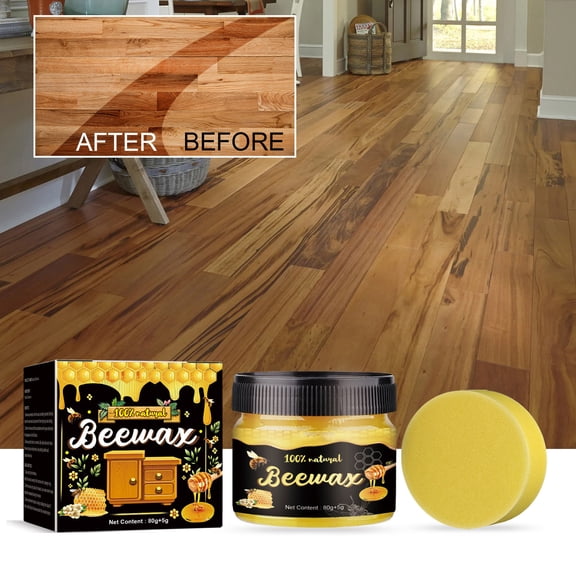 FHBVT Wood Polishing Beeswax Natural Furniture Floor Care Protective Smooth Finish Fills Small Cracks Nourishes Wood Enhances Luster for Hardwood Cabinets Tables Flooring Home Care