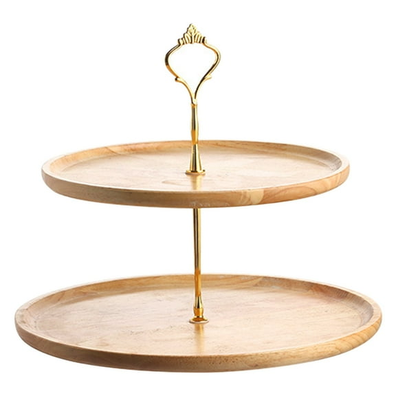 FHBVT Wooden Fruit Tray, Double-Layer Cake Display Stand for Desserts, Cupcakes, Snacks, and Fruit, Elegant Home Decor for Dining Table, Special Occasions, Parties, Weddings and Gift Giving
