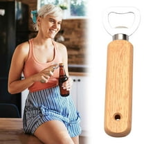 FHBVT Wooden Handle Stainless Steel Beer Bottle Opener, Rust-Resistant, Comfortable Grip, Ideal for Opening Beer Bottles, Durable and Stylish, Perfect for Parties and Gatherings