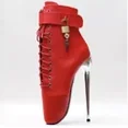 thumbnail image 1 of FHC New Novelty Stiletto High Heels Ballet Boots,Fetish Cosplay Shoes,Lock Wrap Strap Ankle Botas,18cm/7 inches,Stock,Big Size (Red matte,38), 1 of 7