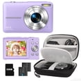 thumbnail image 1 of FHD 1080P 44MP Digital Camera Bundle with Case - 2 Batteries, 32GB SD Card, Compact Point & Shoot for Beginners (Purple), 1 of 8