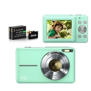 FHD 1080P 44MP Digital Camera with Anti-Shake & 16X Zoom - Compact Point and Shoot for Kids, Teens, Students Green