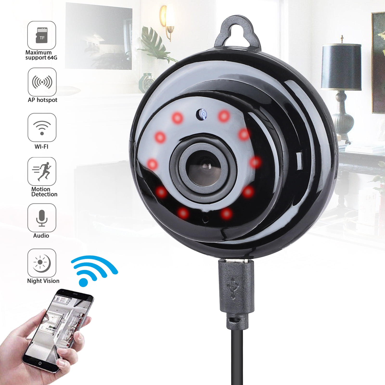 Mini Camera Wireless, EEEkit WiFi Small Nanny Cam Baby Monitor