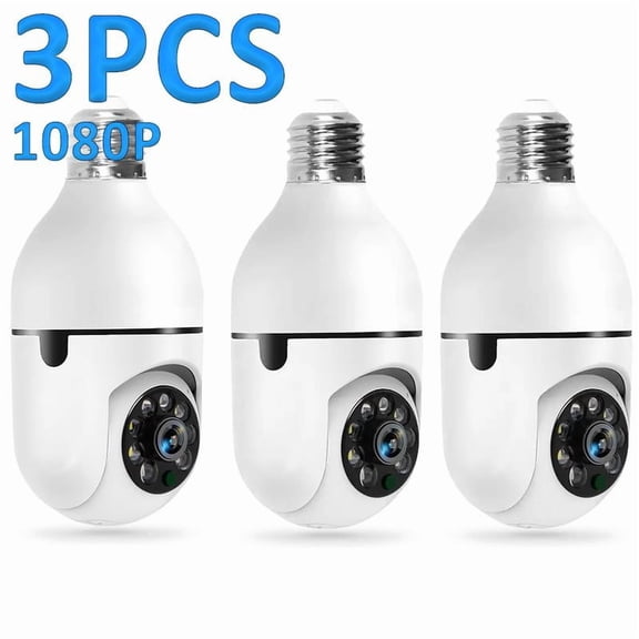 FHD Full Color Light Bulb Security Camera, 2.4Ghz Wi-fi Indoor/Outdoor Day/Night with Motion Detection, Sound & Light Alarm, Two-Way Audio, Work Alexa, Easy Installation Wireless Light Socket Camera