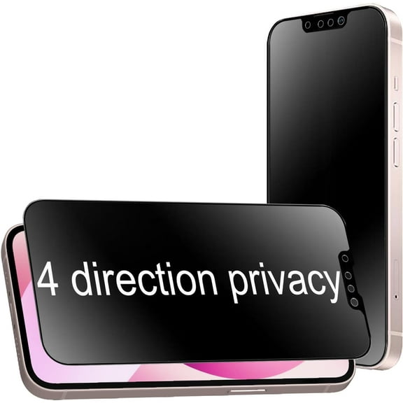 FHDFHD 2 Pack 360 Degree Anti-glare Privacy Tempered Glass for iPhone 16e / iPhone 13 Pro / 13/14 Anti-Spy 4 Directions Matte Screen Protector Film 4 Sides 6.1 inch