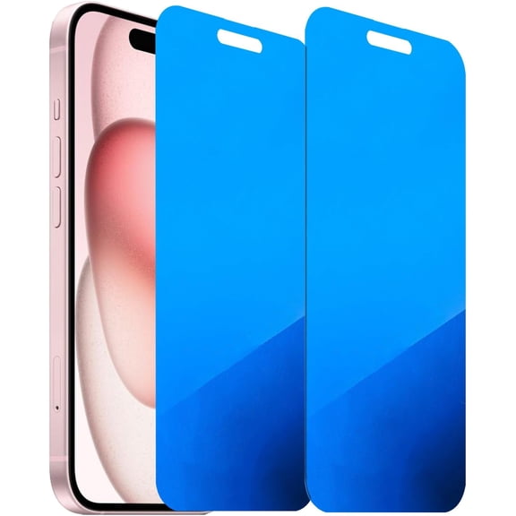 FHDFHD 2 Pack Anti-Blue Privacy Tempered Glass for iPhone 15 Plus/iPhone 16 Plus Anti-Spy Screen Protector Film Electroplated Blue 6.7 inch
