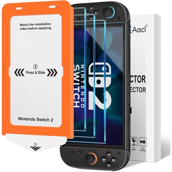 FHDFHD 3 Pack for Nintendo Switch 2 2025 Screen Protector - Tempered Glass Screen Protector for Switch 2, 9H Tempered Glass | 7.9-inch | Alignment Tool