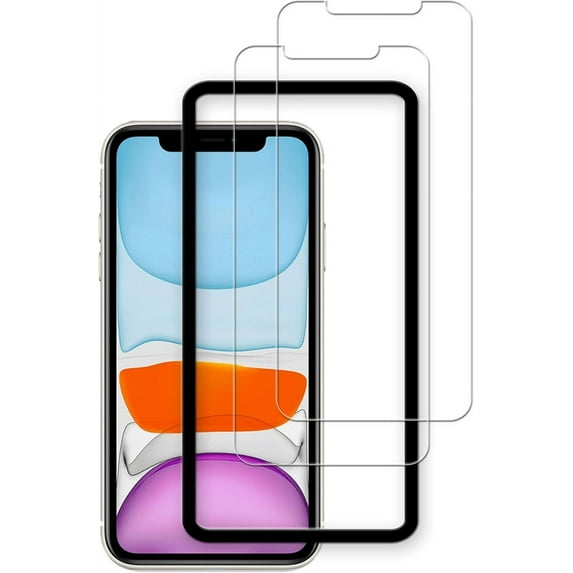 FHDFHD Easy Alignment Frame Designed For iPhone11 / iPhoneXR Tempered Glass Screen Protector Film 2-Pack