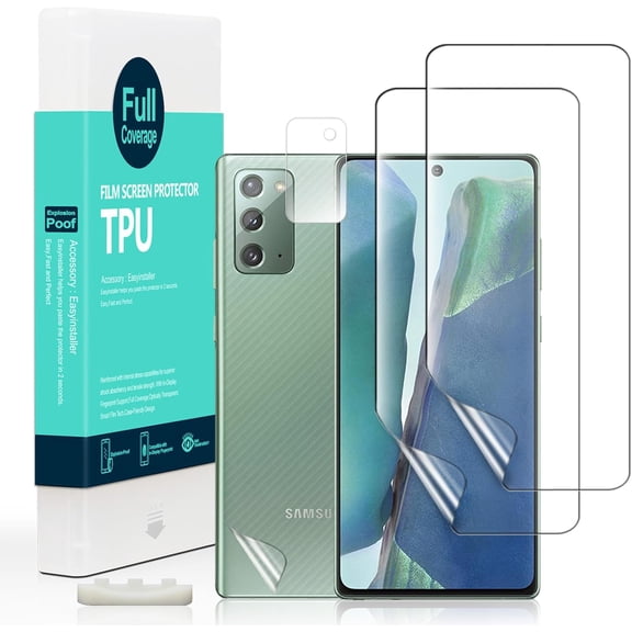 FHDFHD For Samsung Galaxy Note 20(2 Pcs) Screen Protector,Flexible TPU Film,With 1Pc Camera Lens Protector,1Pc Back Film,Bubble Free[Easy to install]