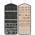 thumbnail image 1 of FHDUSRYO Hanging Jewelry Organizer with Hanger Metal Hooks Double-Sided Jewelry Holder for Organizing Earrings Necklaces Rings Perfect for in Hanging Closet, Wall, Door, 1 Piece, Large, Black, 1 of 7