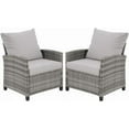 thumbnail image 1 of FHFO 2-Piece Outdoor Patio Wicker Chair Set - All-Weather UV-Resistant Rattan Single Armrest Sofas with Thick Cushions & Removable Washable Covers,Porch, Backyard, Garden, Grey-Grey, 1 of 7