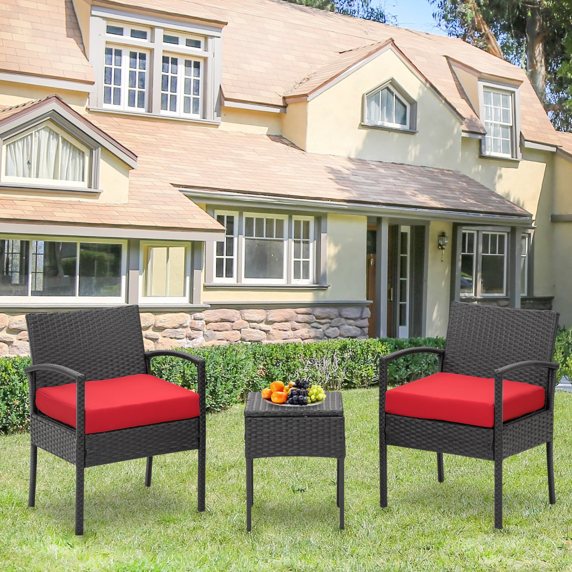 Outsunny 6 Piece Rattan Wicker Garden Furniture Set With Dining Table - Matalan