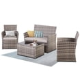 thumbnail image 1 of FHFO 4 Piece Patio Furniture Set,Outdoor Wicker Conversation Sets,Rattan Sectional Sofa w/Coffee Table,Seat Cushions for Backyard Porch Garden Poolside - Gray Wicker/Gray Cushions, 1 of 10