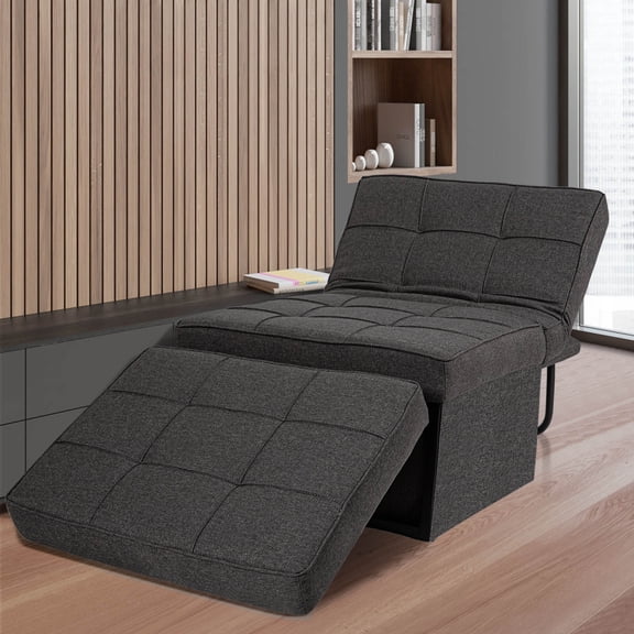 FHFO 4-in-1 Convertible Sofa Bed,Multi-function Single Sofa Bed Chair,Ottoman Bed Sleeper with Adjustable Backrest and Pillow,for Living Room Apartment Office(Gray, 28" Width)