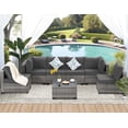 thumbnail image 1 of FHFO 7 Pieces Outdoor Patio Furniture Set, Wicker Sectional Sofa Set Rattan Modular Patio Conversation Sets with Cushions Couch Set & Coffee Table for Outside, Garden, Balcony, Porch, Grey/Gray, 1 of 7