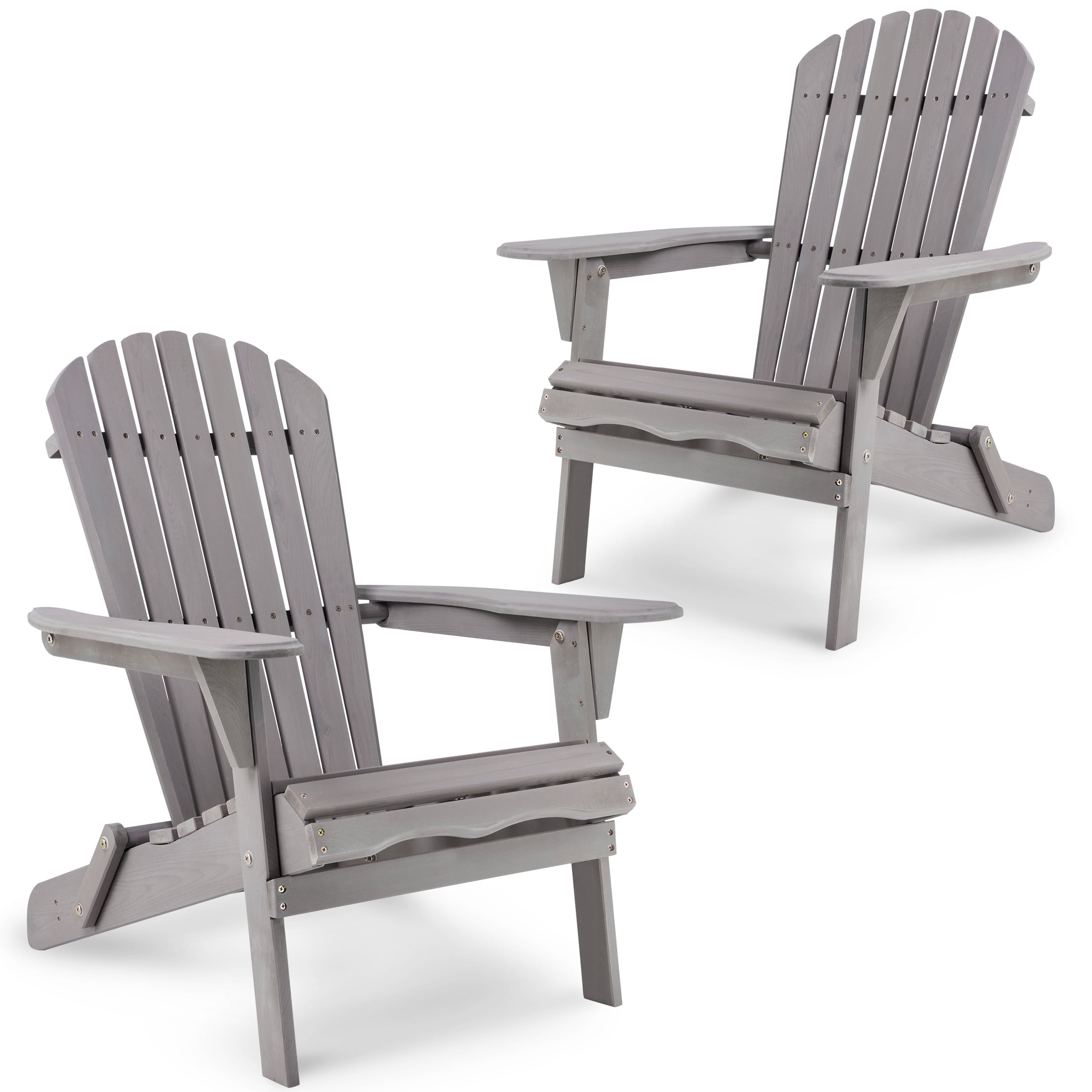FHFO Adirondack Chairs set of 2,Patio Outdoor Chairs,Fire Pit Chairs,Plastic Resin Deck Chair Weather Resistant Lounge Chair （Gray)