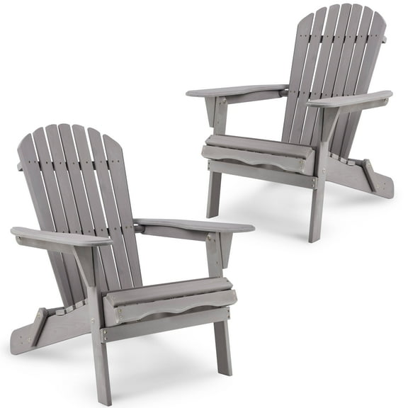 FHFO Adirondack Chairs set of 2,Patio Outdoor Chairs,Fire Pit Chairs,Plastic Resin Deck Chair Weather Resistant Lounge Chair (Gray)