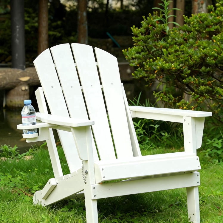 FHFO Outdoor Adirondack Chair,Weather Resistant Plastic Resin Chair for Outside Deck Garden Backyard Balcony(White)