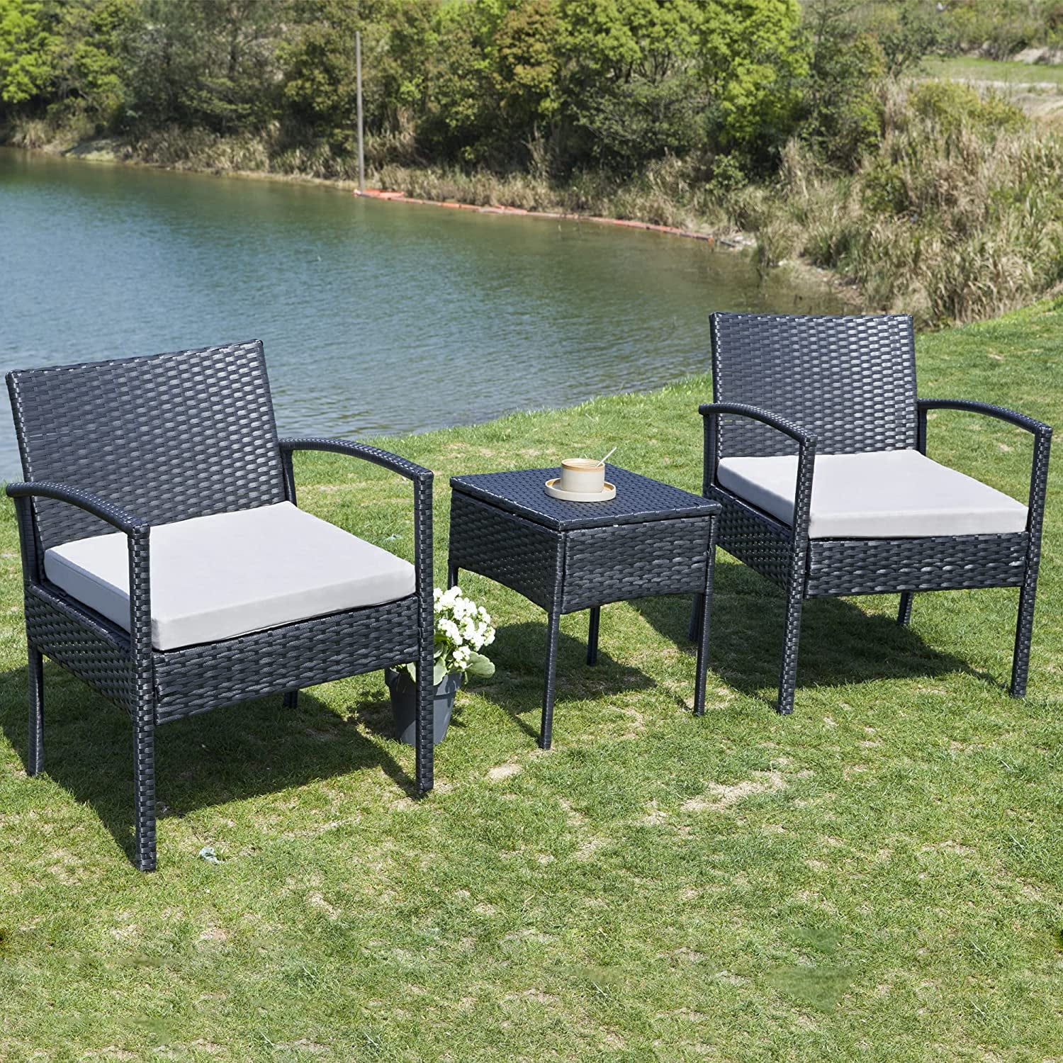 FHFO Outdoor Patio Furniture Set, 3 Pieces Patio Conversation Set