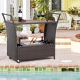 thumbnail image 1 of FHFO Outdoor Rolling Wicker Rattan Bar Serving Cart with Removable Ice Bucket/Glass Countertop/Goblet Wine Glass Holders/Storage Compartments, Wicker Bar Cart for Pool, Party, Backyard, 1 of 7
