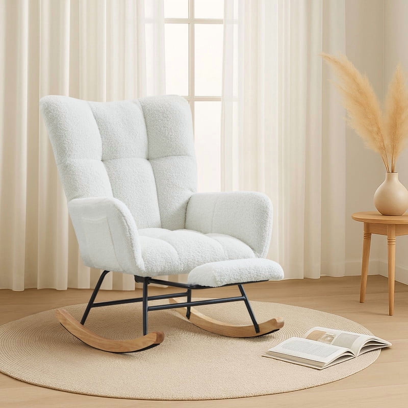 FHH Nursery Rocking Chair,Rocker Recliner Chair with High Backrest ...