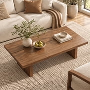 FHKJ 47-Inch Rectangular Wood Coffee Table for Living Room, Brown