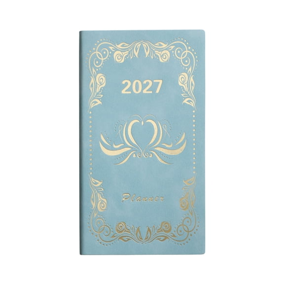 FHLFN717 2027 Daily Planner Portable Notebook, A7 Extra Small Weekly Planners, PU Leather Hardcover Mini Notepad for Work Plan Arrangment, Monthly Planner Small Size for Home Office