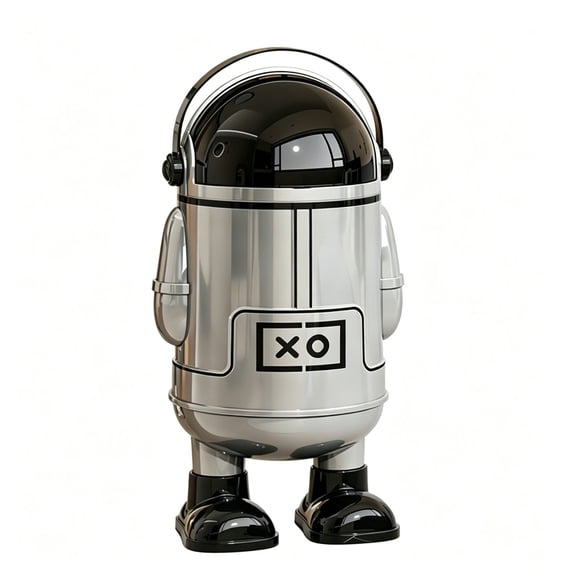 FHLFN717 Astronaut-Themed Trash Can with Lid, Large Capacity, Ideal for Living Room & Bedroom - Stylish Home Decor Orange