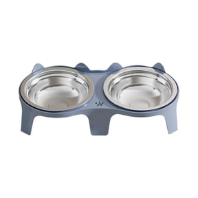 FHLFN717 Iron Elevated Double Pet Bowls, Tilted Neck Protection Pet Food Water Feeding Bowl, Non-Slide Pet Tray for Small Medium Large Pets