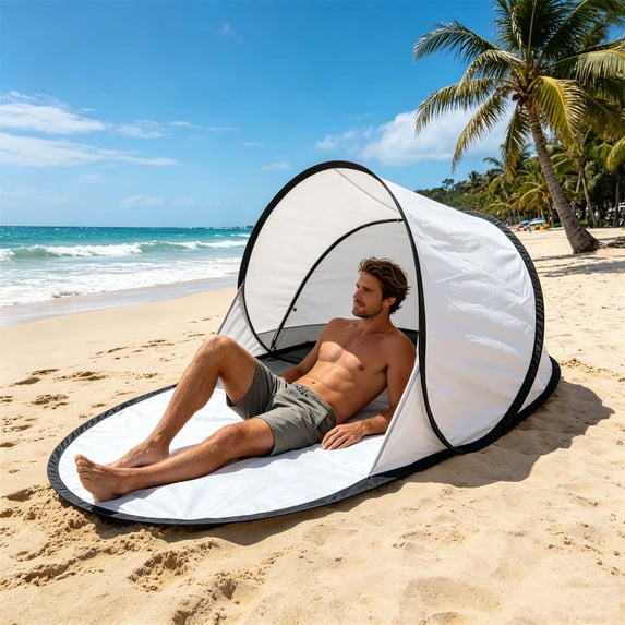 FHLFN717 Pop up Beach Tent Sun Shelter, Portable Foldable 1-Person Beach Shade, UPF Protection for Picnics, Fishing, Gardening & Rest