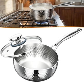 FHLFN717 Pure Titanium Saucepan with Lid, No Coating Non-Stick Titanium Pot with All Cooktops, Ultra-Durable, Scratch-Resistant, Multipurpose Sauce Pan for Cooking