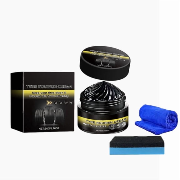 FHLFN717 Tire Wax, Long Lasting Protective Tire Shine, Prevents Fading & Aging, Restores Gloss, Guards Against Sun Damage, Easy Application, Tire Maintenance Paste, 1 Pack