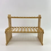 FHNI Plant stands,Natural Bamboo Indoor Plant Stand for Desk, 2 Tier Desktop Shelf Organizer Rack with 2 Slatted Shelves