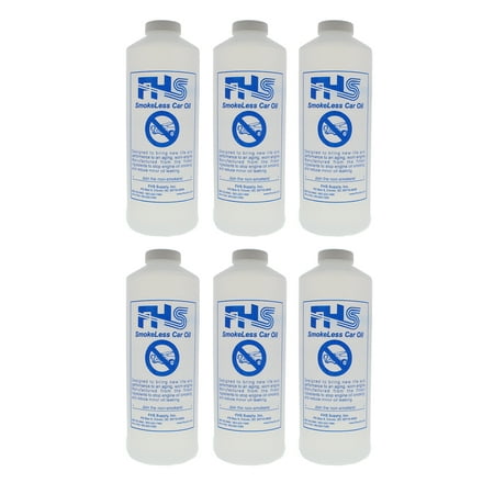 FHS SmokeLess Car Oil, High Performance Blend for Worn Engines, 1 Qt, 6 Pack