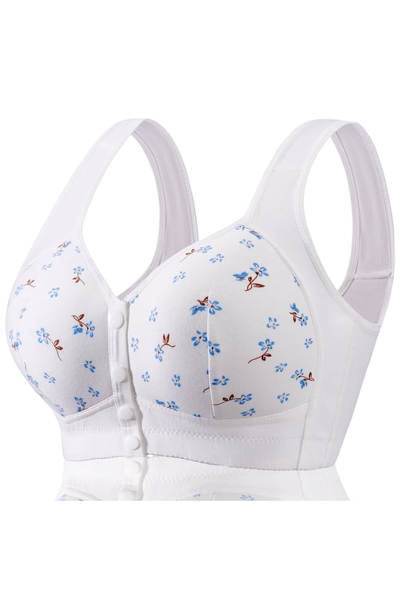 Daisy Bras for Older Women Floral Plus Size Bra Wireless Front Closure Bras for Senior Daisy Comfort Tshirt Bra