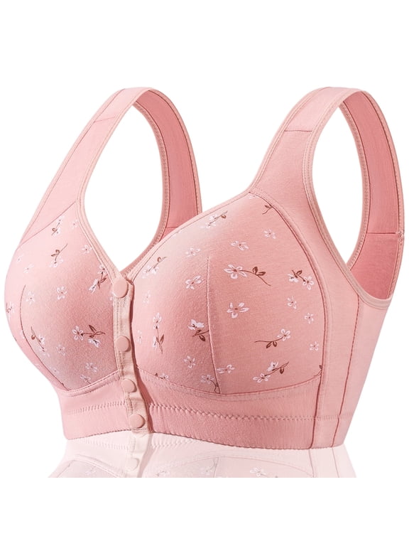 Daisy Bras for Older Women Floral Plus Size Bra Wireless Front Closure Bras for Senior Daisy Comfort Tshirt Bra