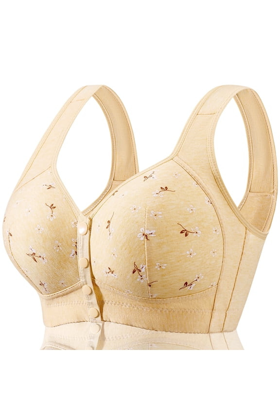 Daisy Bras for Older Women Floral Plus Size Bra Wireless Front Closure Bras for Senior Daisy Comfort Tshirt Bra