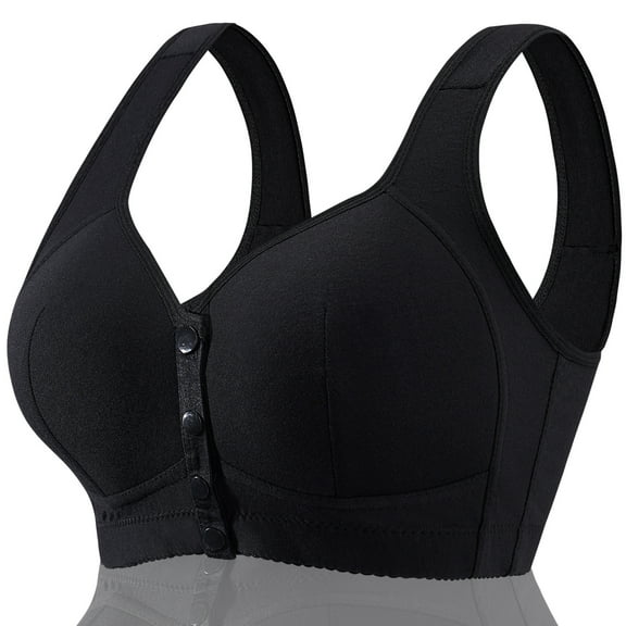 FHTECO Daisy Bras for Older Women Floral Plus Size Bra Wireless Front Closure Bras for Senior Daisy Comfort Tshirt Bra