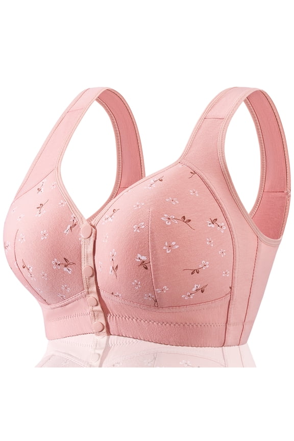 Daisy Bras for Older Women Floral Plus Size Bra Wireless Front Closure Bras for Senior Daisy Comfort Tshirt Bra