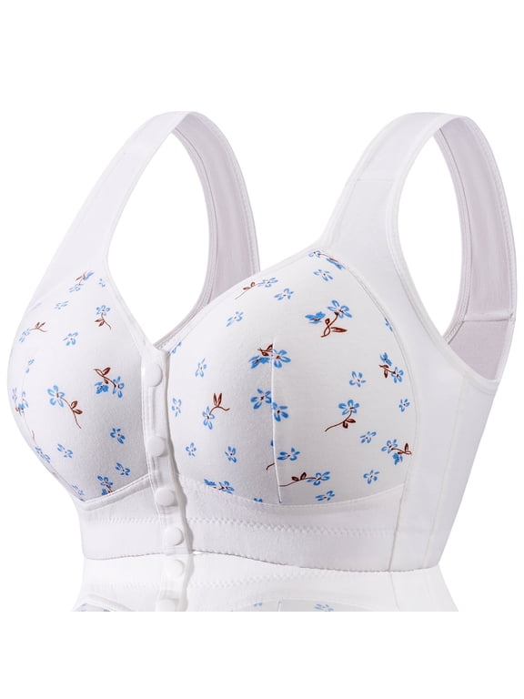 Daisy Bras for Older Women Floral Plus Size Bra Wireless Front Closure Bras for Senior Daisy Comfort Tshirt Bra