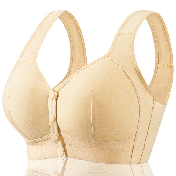 FHTECO Daisy Bras for Older Women Floral Plus Size Bra Wireless Front Closure Bras for Senior Daisy Comfort Tshirt Bra