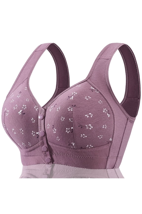 Daisy Bras for Older Women Floral Plus Size Bra Wireless Front Closure Bras for Senior Daisy Comfort Tshirt Bra