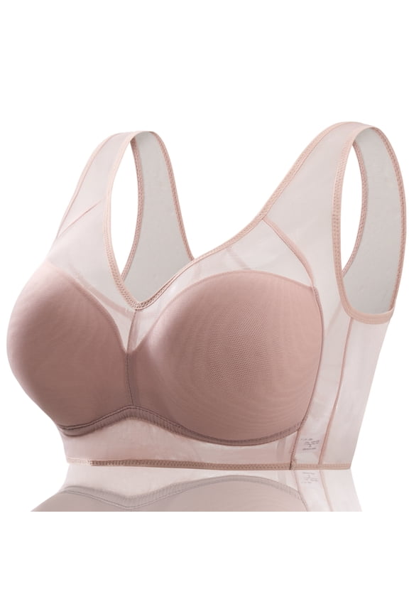 Floral Bras for Older Women Breathable Mesh T-Shirt No Wire Bra for Women Soft Plus Size Comfortable Bra